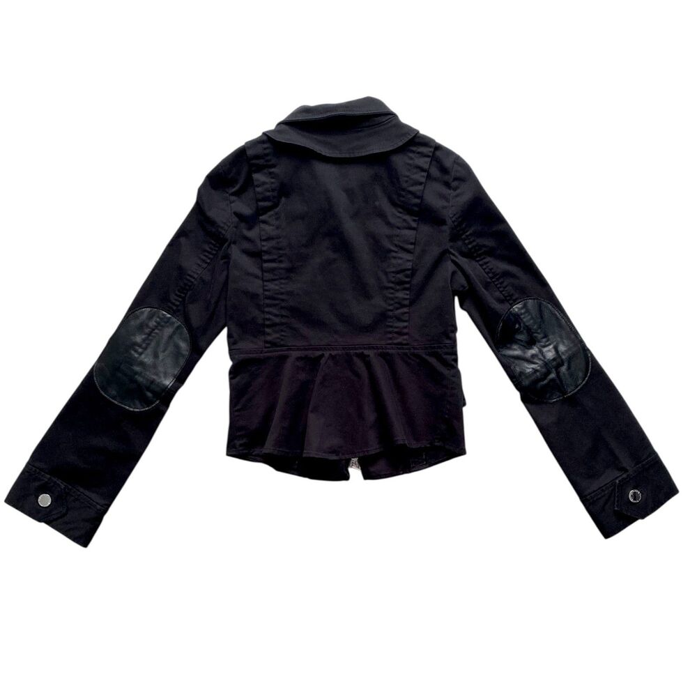 Womens Guess by Marciano Biker Jacket Full Zip Cropped Black Silver Size Small - Picture 4 of 6